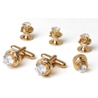 Love Knots with Cubic Zirconium Stone Cufflinks and Studs